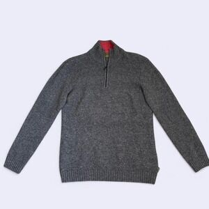 Timberland Men's Size Small Grey Quarter Zip 100% Lambswool Sweater